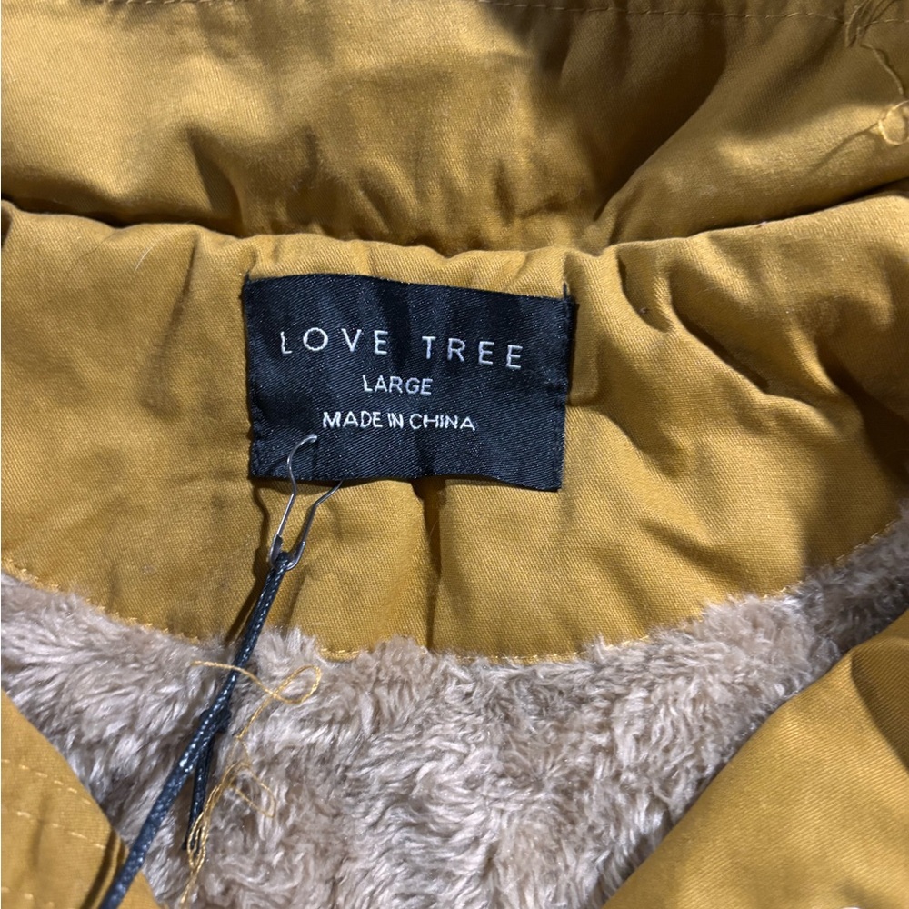 Love Tree Mustard Quilted Hooded Vest with Faux Fur Trim - Picture 2 of 4